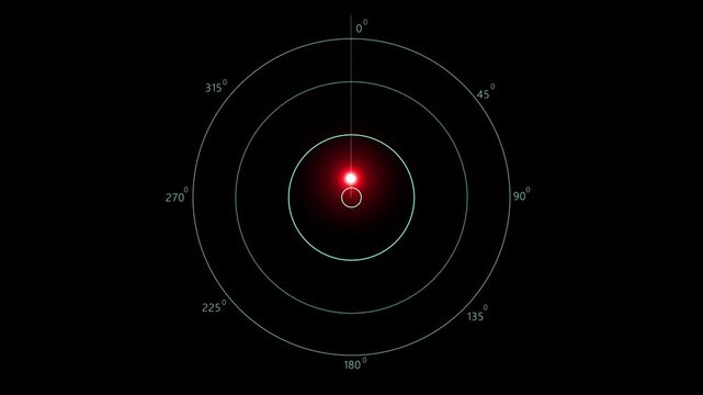 Air defense radar screen. Animation of military radar system detects danger and eliminates it. Shooting down enemy missile, plane or drone. red symbol means danger signal, danger ahead 4k video,