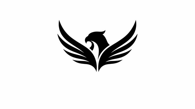 Flying eagle wings spreading logo design, majestic falcon phoenix bird vector icon