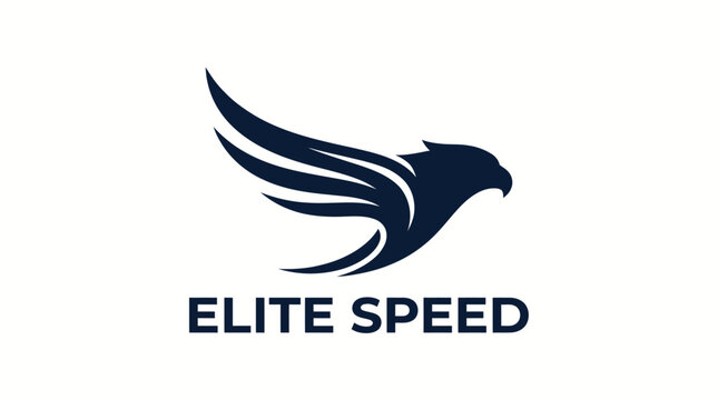 Elite speed aerodynamic wings logo, dynamic flying bird vector concept icon
