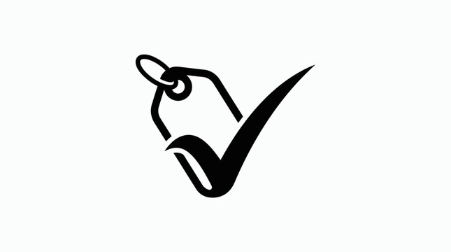 E-commerce price tag with checkmark logo, verified purchase shopping deal vector icon