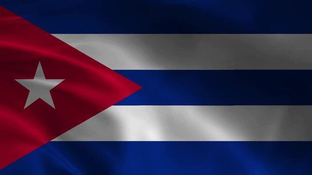 Cuba National Flag Waving in Wind, Realistic Cuban Flag Animation with White Star and Silk Fabric in 4K