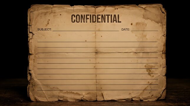 Antique confidential document with lined paper vintage style dramatic lighting