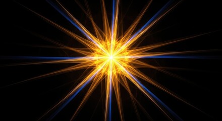 Fototapeta premium Vibrant Starburst Light Rays on Black Background.