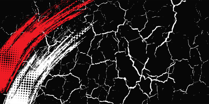Car sticker wrap abstract banner sporty lines white, red and black grunge color combination brush thunder storm pattern motorsport racing.