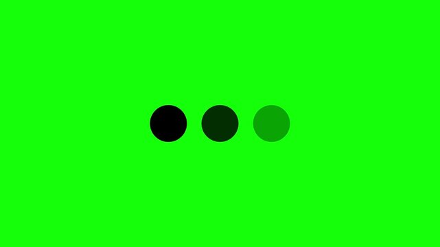 Loading dots animation. Three-dot loading animation, loading process indicated by dots, typing-style loading, green background, 4K video.