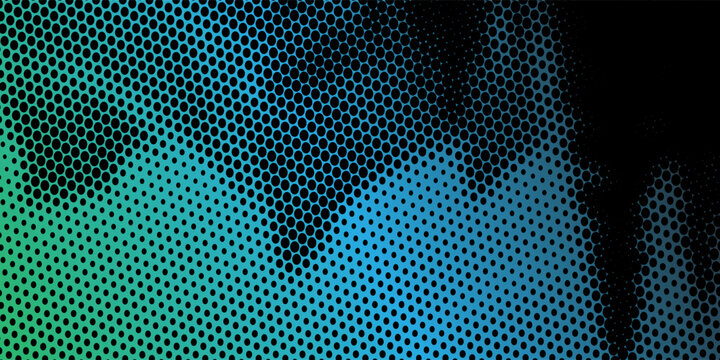Abstract Silhouetted minimalist Wolves in Forest With Mountain Elegant Landscape Halftone Blue-Green Gradient Background modern design
