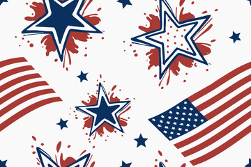 Obraz premium Patriotic american flag design with stars and stripes in red white and blue colors on a vector graphic illustration background