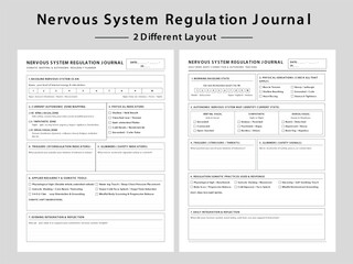 Fototapeta premium Nervous System Regulation Journal Templates for Mental Health. Three Different Layout Vector Illustrations.