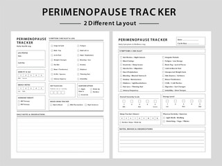 Fototapeta premium Perimenopause Symptom and Daily Wellness Tracker Planner Templates. Three Different Layout Vector Illustrations.