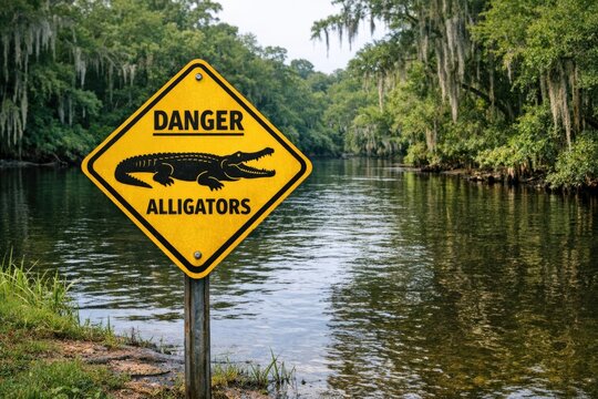 A group of alligators crossing a river, a common wildlife scene in swampy areas
