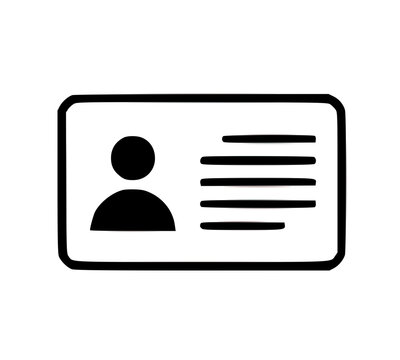 Simple ID card icon with person silhouette and lines