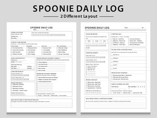 Fototapeta premium Chronic Illness Daily Symptom and Energy Management Log Templates. Three Different Layout Vector Illustrations.