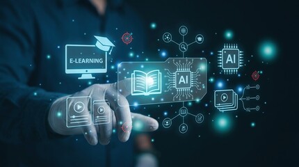 Fototapeta premium AI-Powered E-Learning Revolution: Future of Digital Education
