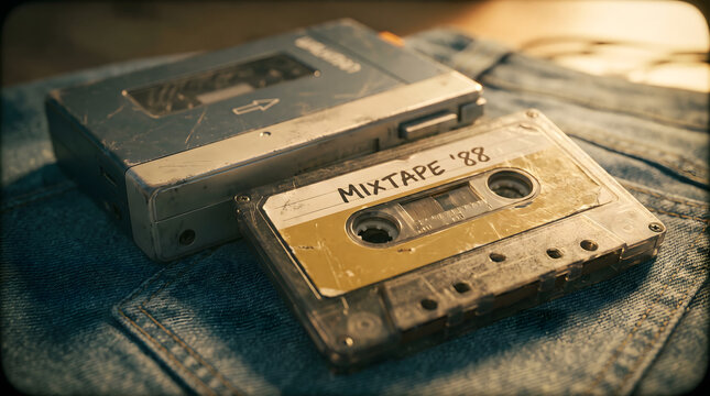 Vintage 1980s Mixtape Cassette and Player