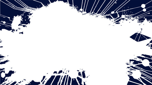 Abstract White Ink Splatter on Dark Blue Background - Creative Design Element