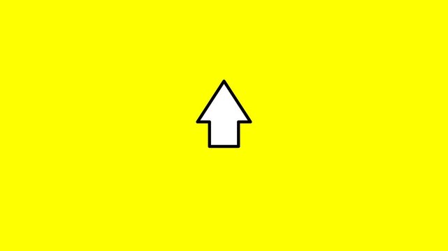 Upward-moving arrow animation in motion graphics with a transparent background.