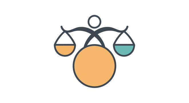 Vector illustration of legal scale of justice combined with navigation compass for moral guidance