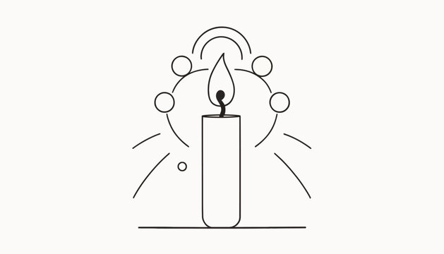candle, burning candle, flame icon, line art, minimalism, simple vector