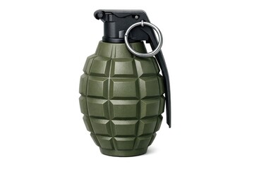 Fototapeta premium A green hand grenade on a white background, suitable for use in military or explosive theme illustrations