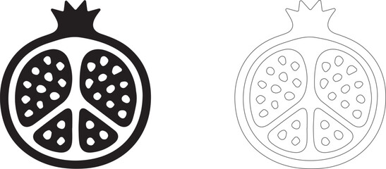 Pomegranate vector icon, antioxidant fruit symbol, berry extract and skin rejuvenation. © PicMag