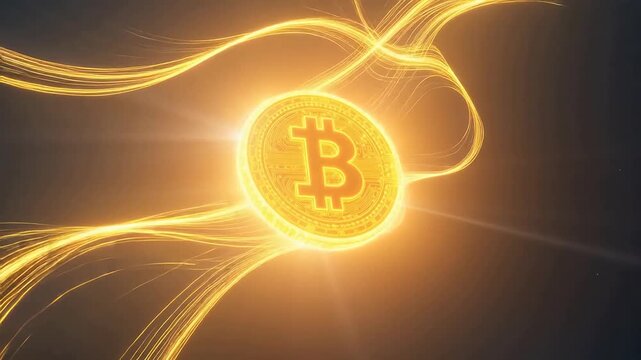 Golden Token Swirling in Digital Matrix: Earnings Tokenization Metaphor