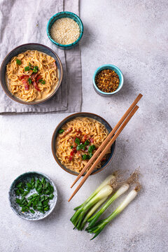 Korean trendy spicy carbonara ramen