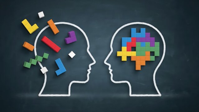 Conceptual illustration of mental disruption and cognitive assembly