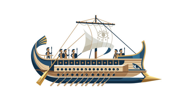 Ancient Greek Trireme Warship Illustration 2.