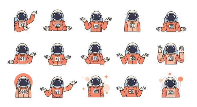 Astronauts in orange space suits.