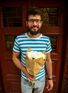 Man Delivering Flowers.