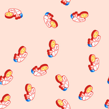 heart valve disease cardiology disease isometric seamless pattern. heart valve disease cardiology disease sign illustration