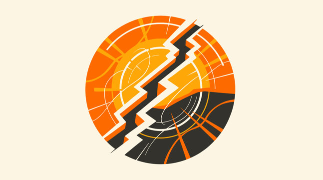Vibrant Lightning Bolt in Circular Design Pattern.