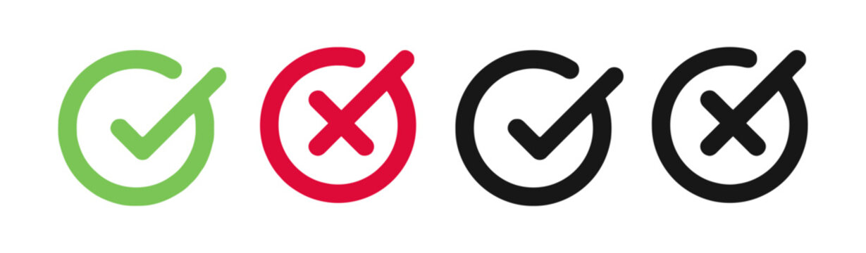 Checkmark symbols in bright green and red colors indicate successful or failed task validation.