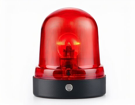 red emergency light siren a flashing beacon for alert and warning situations this security alarm lamp is isolated on a white background perfect for concepts of danger police or urgency