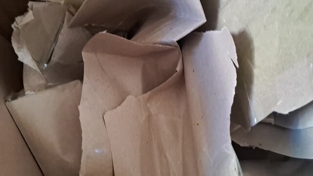 Crumpled brown paper packing material inside a cardboard shipping video footage