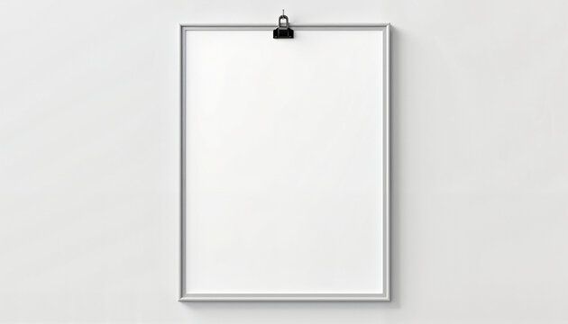 Blank wall frame with clip for displaying artwork or photos in modern interior design, perfect for home and office decor.