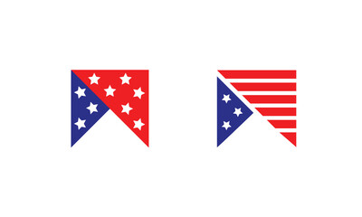 Fototapeta premium American flag banner vector set with stars and stripes