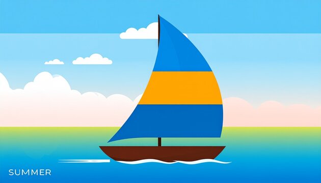 Brightly colored sailboat floating on clear tropical sea.