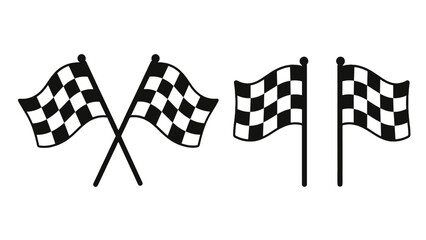Fototapeta premium Set of black and white checkered racing flags
