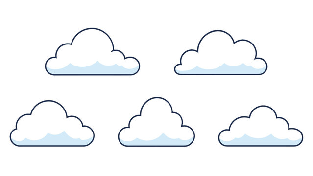 Seamless cloud pattern with simple outlined cartoon clouds