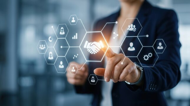 A professional team collaboration strategy and networking concept for creating stakeholder value.
