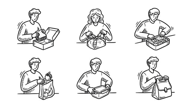 People Packing Lunches And Snacks For School Or Work