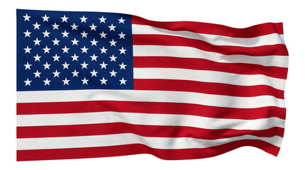 Fototapeta premium American flag waving in the wind, stars and stripes, symbol of United States of America, national emblem, patriotic banner, freedom and democracy, political symbol, government, independence day.