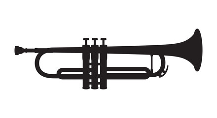 Fototapeta premium Black trumpet instrument silhouette against a white background silhouette