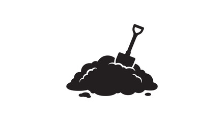 Pile of dirt with shovel black silhouette © MdMosharef