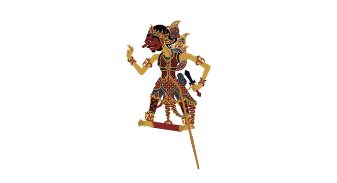 Traditional Indonesian Wayang Kulit Shadow Puppet Figure.