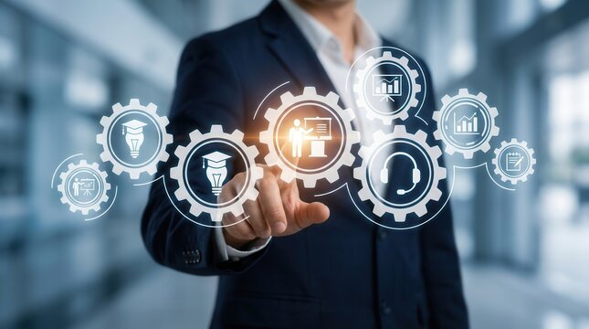 Digital training for employees and customers using online courses and personalized learning technology.