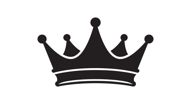 Black crown silhouette with five points and a white outline silhouette