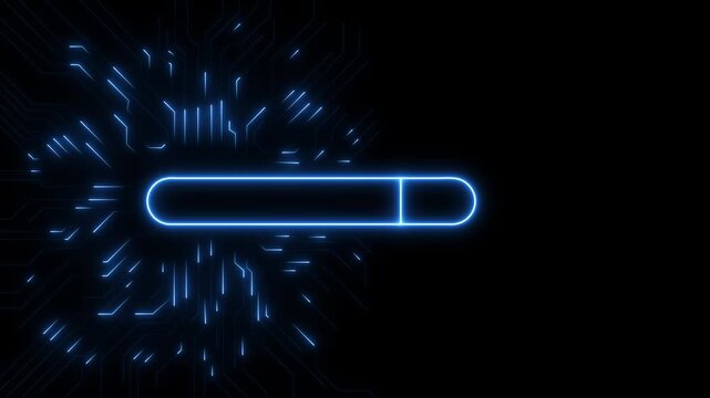 Blue Neon Prompt Bar Animation with AI Interface Design and Digital Input Field on Black Background 4k visuals