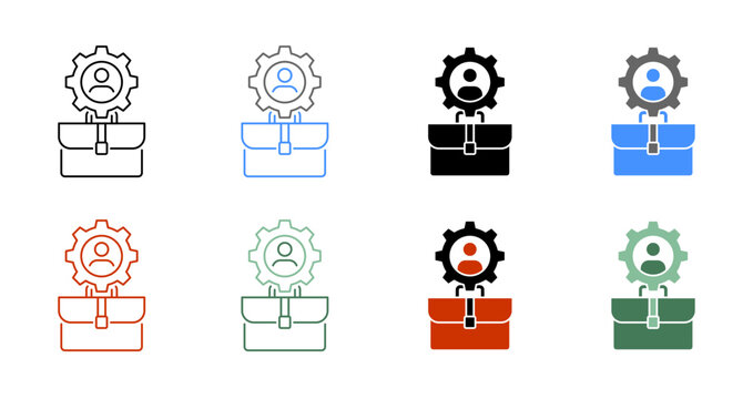 Qualified Worker Placement Technical Competence Icon Pack Vector Illustration